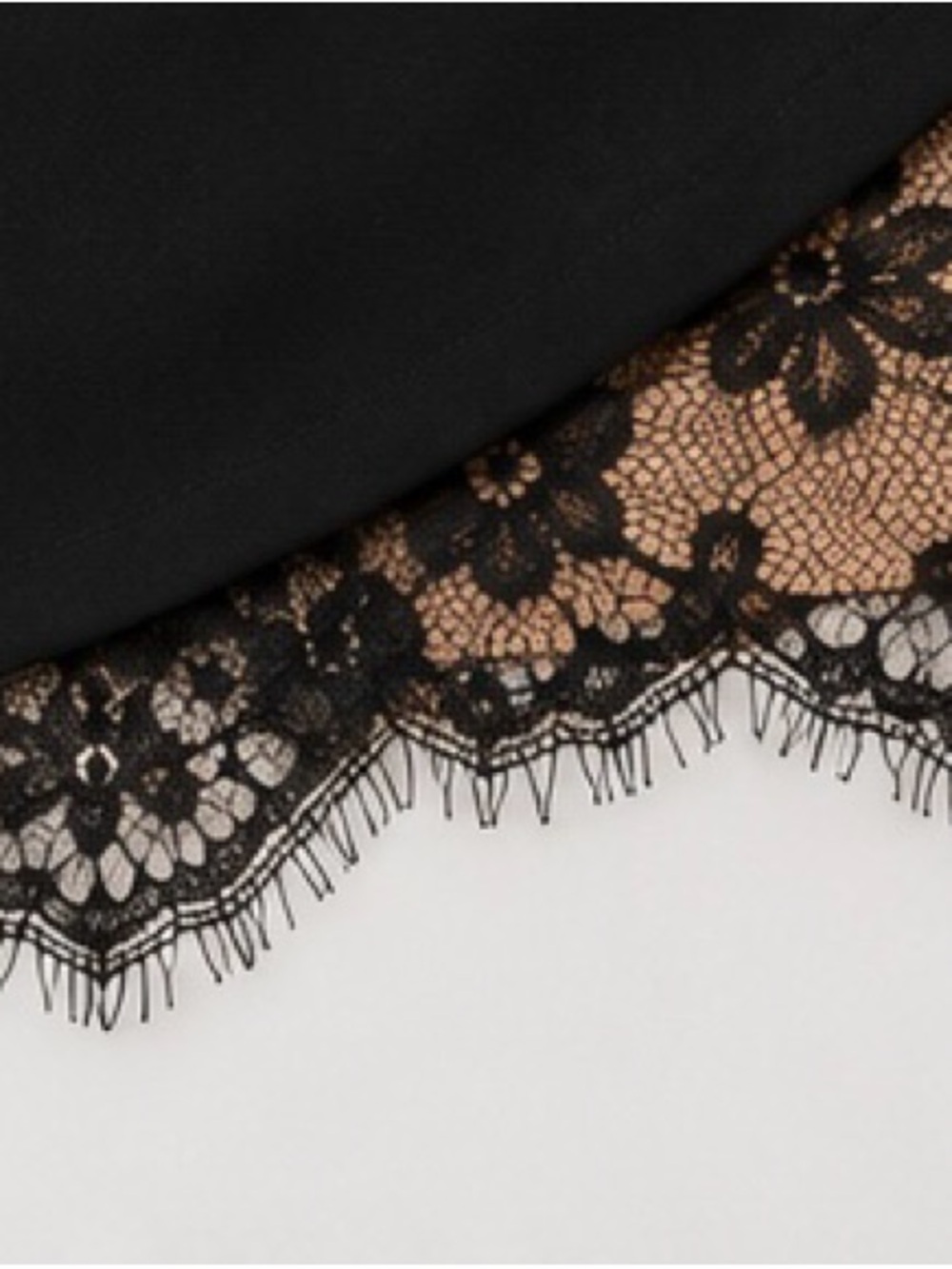 Lush Black Lace Hem Mini Dress Nude Illusion Slip Cocktail Party Size S - Picture 8 of 10